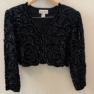 Laurence Kazar Elegant Black Sequin Blouse